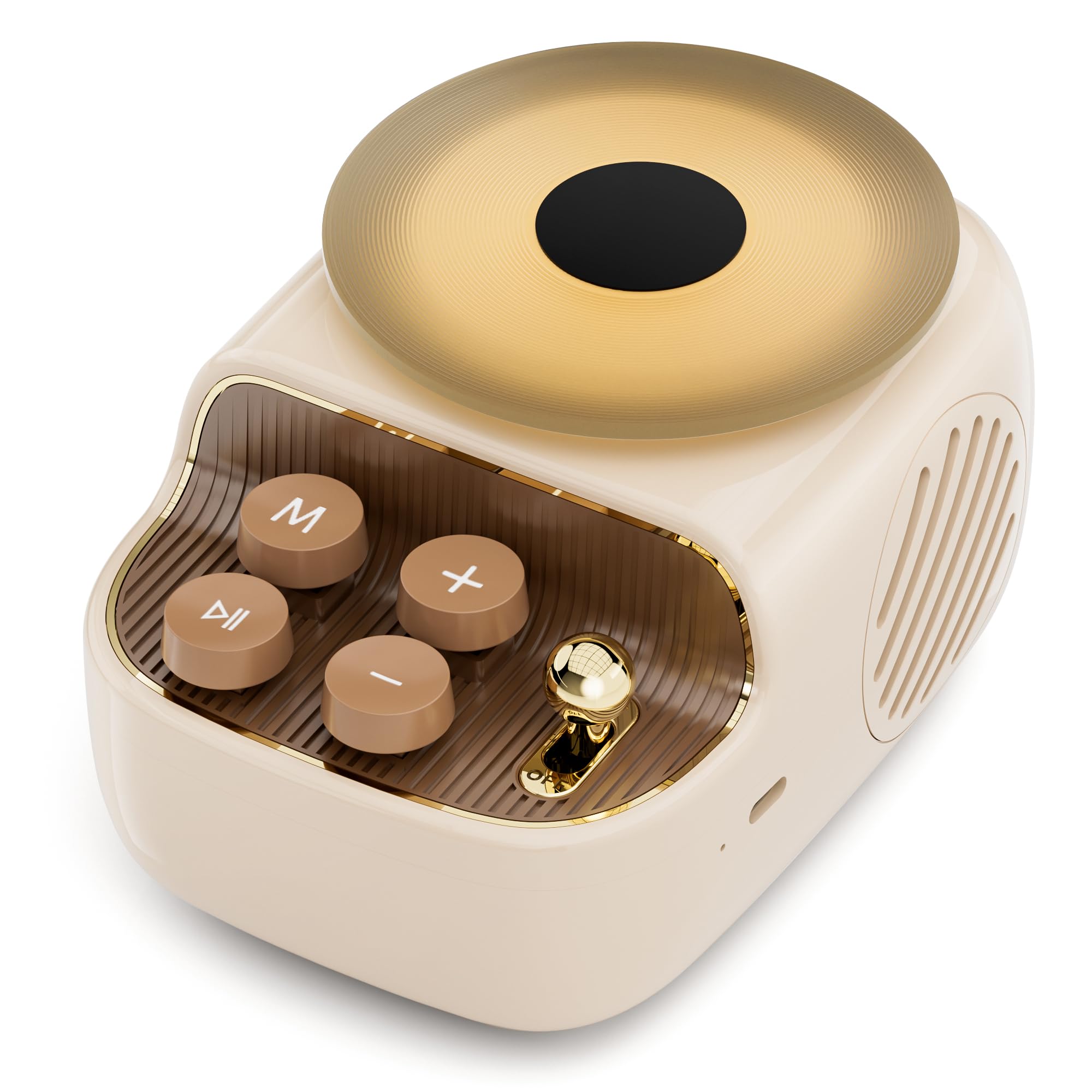 RichBird 3 in 1 Protable Cute Speakers with Aromatic Tray, Vintage Record Player Look, Speakers Bluetooth Wireless, Adjustable Ambient Lights for Home Office Decor