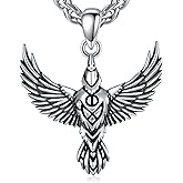 Lattd Raven Necklace 925 Sterling Silver Celtic Flying Raven Pendant Crow Jewelry Gift for Men Women
