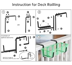 Y&M 4 Pcs Deck Railing Adjustable Planter Box