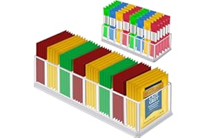 ALCYON Tea Bag Organizer Holder for Kitchen Pantry Cabinet, Countertop, Tea Storage Box Station Bin Caddy Holds Beverage Bags| Sweeter| ketchup packets| Spice Pouches| Dressing Mixes - Transparent