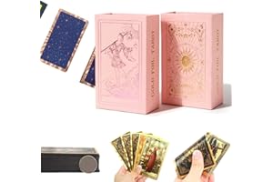 Rose Gold Tarot Deck, Tarot Cards for Beginners Rose Gold Tarots Card with Guide Book Golds Foil, 78 Pink Tarots Card, Divina