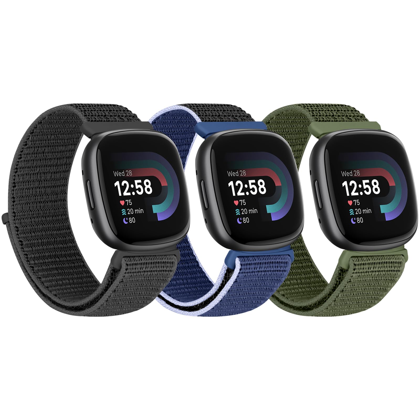 Tiptops Nylon Straps Compatible with Fitbit Sense 2/Fitbit Sense/Fitbit Versa 4/Fitbit Versa 3 Bands Women Men, Soft Nylon Adjustable Breathable Strap Solo Loop Replacement Wristband — image 1