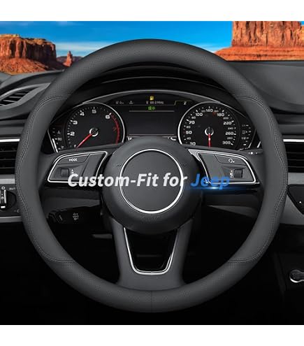 Funda De Volante De Cuero Cosida A Mano Para Jeep Wrangler JK 2007-2011 - Color Negro, Incluye Kit De Costura