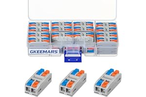 GKEEMARS 30Pcs Lever Wire Connectors, 2 Conductor DIY Splicing Connectors Kit for Circuit Inline 24-12 AWG (2 in 2 Out, Colorful)