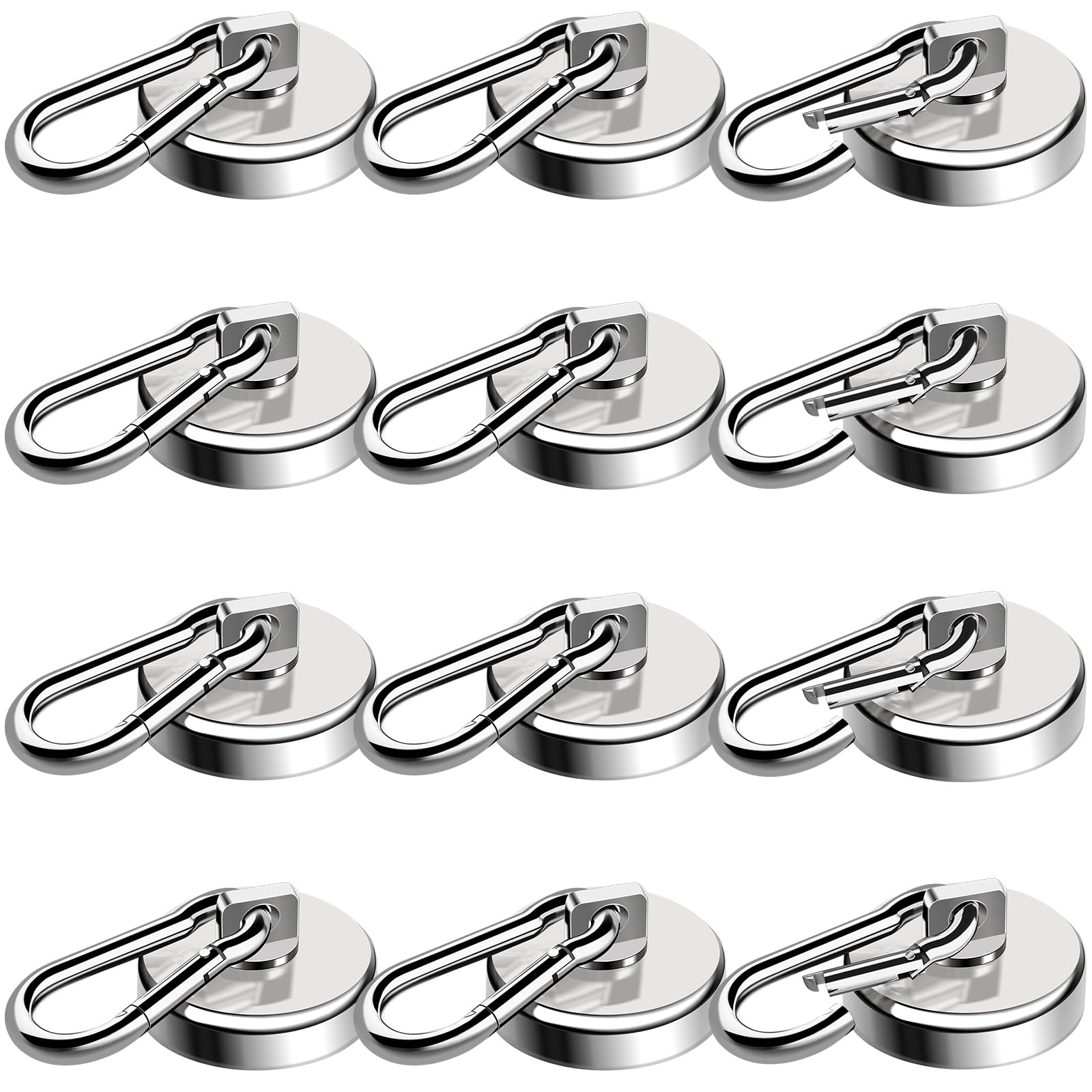 Photo 1 of E BAVITE Carabiner Magnetic Hooks, 110LBS Strong Magnetic Hooks Heavy Duty with Swivel Carabiner Hook, for Hanging for Cruise, Garage, Kitchen, Refrigerator, Locker (12-Pack)