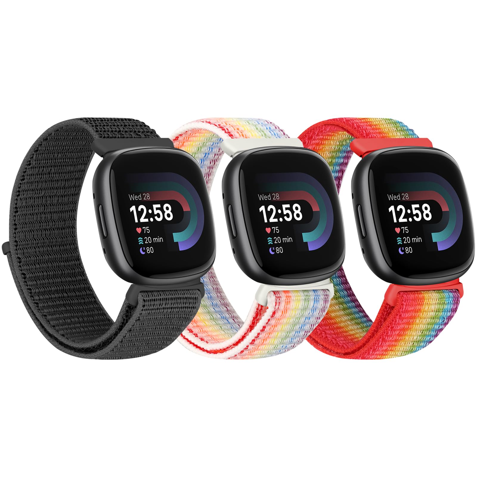 Tiptops Nylon Straps Compatible with Fitbit Sense 2/Fitbit Sense/Fitbit Versa 4/Fitbit Versa 3 Bands Women Men, Soft Nylon Adjustable Breathable Strap Solo Loop Replacement Wristband — image 1