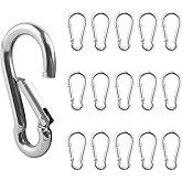 1.57 Inch Stainless Steel Carabiner Clip, 30 Pack, 304 Marine Grade, Heavy Duty Spring Snap Hooks, Mini and Large Sizes