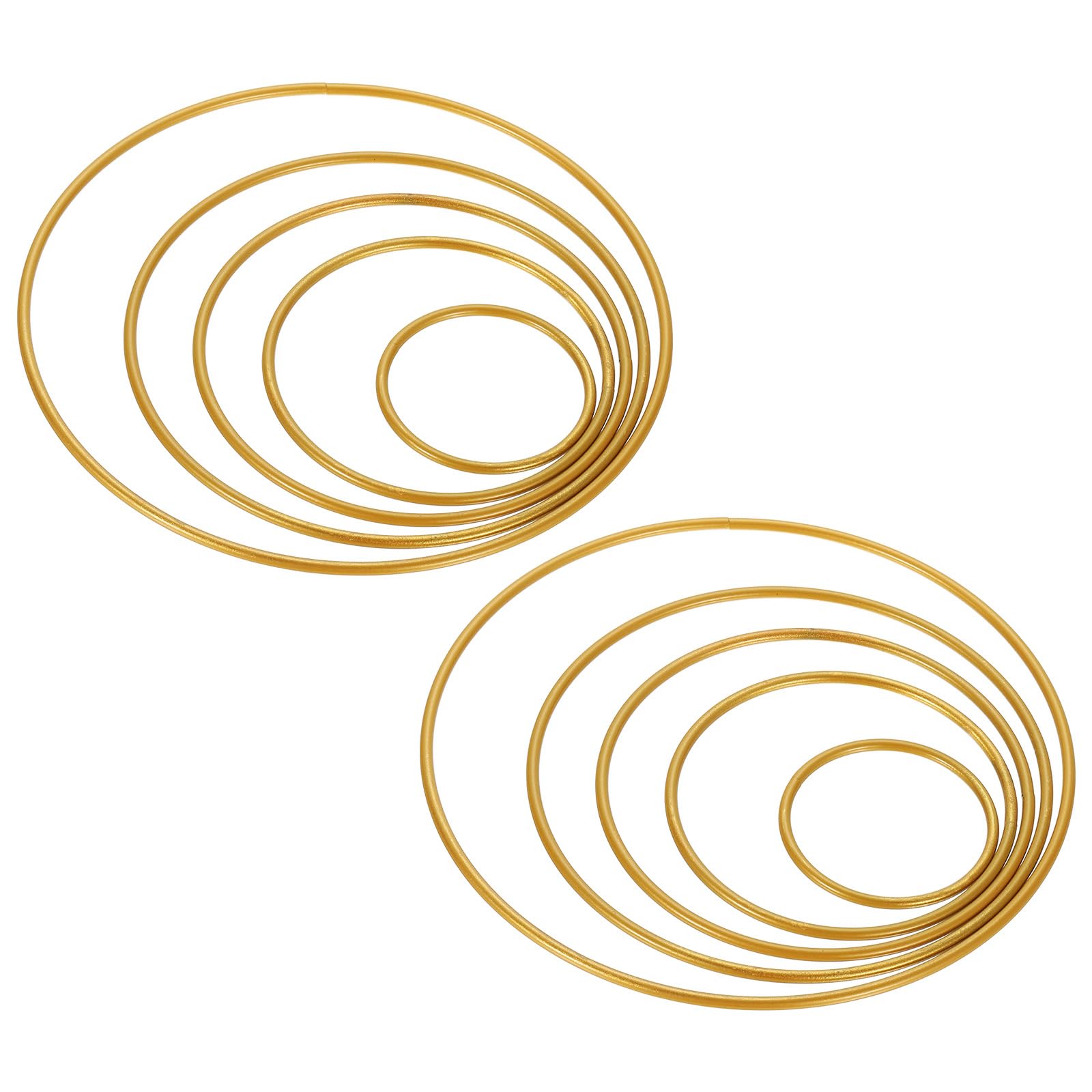 PATIKIL Round Metal Floral Hoop, 10 Pcs Gold Wreath Macrame Frame 2/3.2/4/4.8/6Inch for Wedding Geometric Decor Party Wall Hanging, Gold Tone