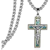 Sbzxbt Crucifix Necklace 925 Sterling Silver Jesus Cross Pendant Turquoise Cross Necklace Religious Gifts for Women Men Women