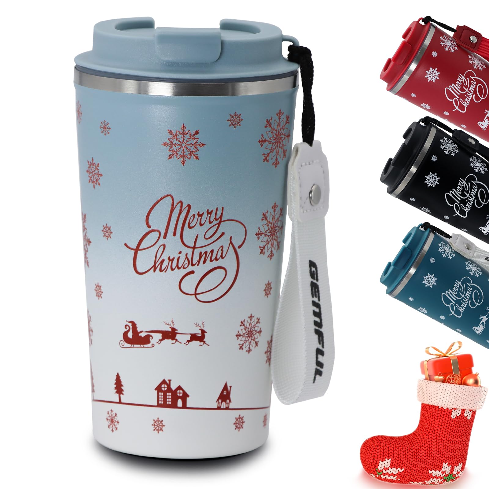 GEMFUL Travel Coffee Mug 510ml Stainless Steel Insulated Mug, Double Wall Leak Proof Design, Men's and Women's Gift Coffee Mugs