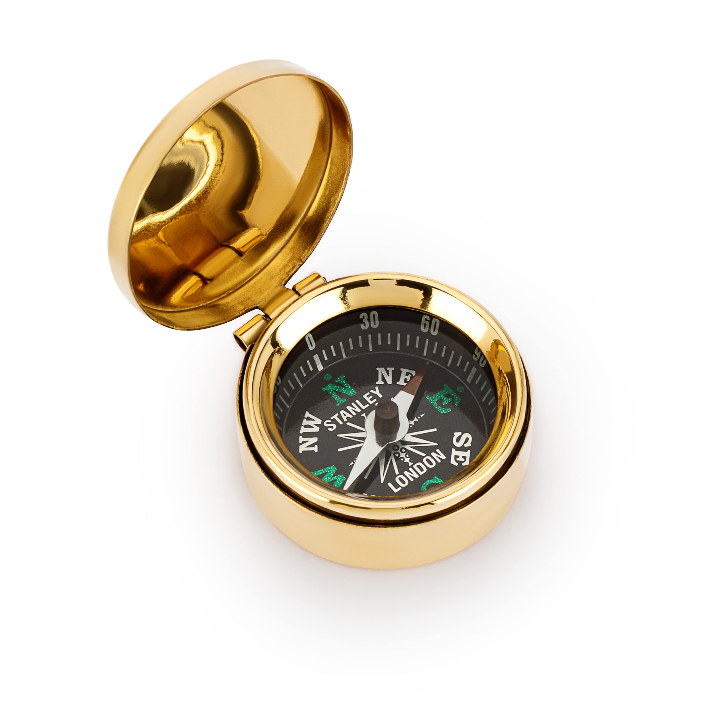 NKlaus Maritime Small Compass 3.5 cm with Brass Lid Gold Pocket Compass 11651