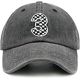 Waldeal Kids Race Car Checkered Birthday Hat for Toddler Boys, Adjustable Racing Car Baseball Cap for Girls