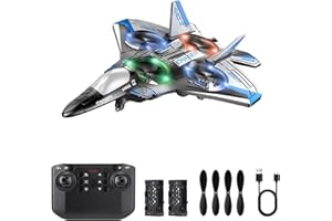 jogpun RC Plane Drones for Kids Remote Control Airplane, Aircrafts for Boys and Girls, Jet RC Helicopter Drone with LED Lights, Altitude Hold, 360° Flip, 2 Rechargeable Batteries Fly Toy