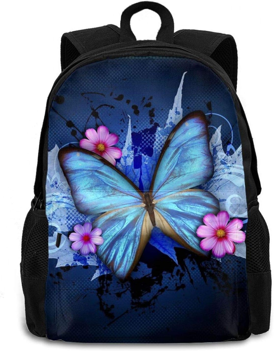 Blue Butterfly Backpack Adult Shoulder Bag Tablet Bag Multifunction Daypack Bookbag Women & Men