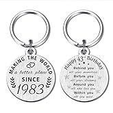 ABNTY 43rd Birthday Gifts for Women Men, 43 Year Old Birthday Keychain, Born in 1983 Gifts, 1983 Birthday Decorations