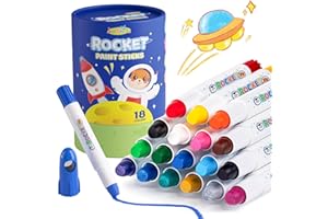 JUPITEARTH 18 Colors Rocket Tempera Paint Sticks with 120 PDF Coloring Pages, Quick Drying, Non-Toxic and Washable Paint Stic