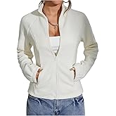 RoseSeek Women's Zip Up Jackets Mock Neck Long Sleeve Fitted Outerwear Casual Athletic Clothes