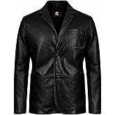 Rauly Real Lambskin Leather Blazer Men Notched Collar Button Closure Front Casual Mens Leather Coat