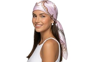 CHUNG 35” Women Satin Large Square Headscarf Bandanas Fashion Scarves Emulation Silk Hair Wraps Beach Scarves