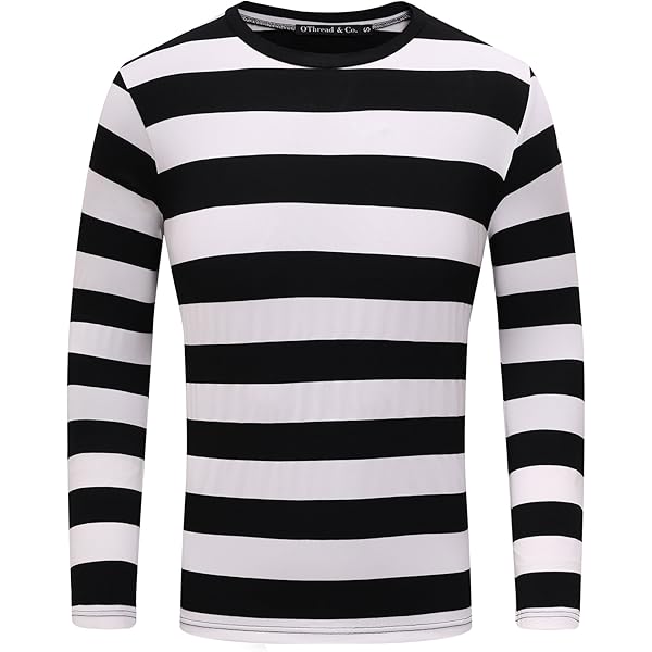 OThread & Co. Men's Long Sleeve Striped T-Shirt Basic Crew