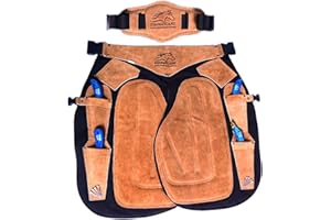 Equine Care Farrier Apron Chaps – Cowhide Suede Leather & Canvas, Adjustable Waist 28"-52" with Back Support, Tool Pockets & Nail Magnets – 23", 25", 27", 29" for Horse Shoeing (29 inches (75 cm))