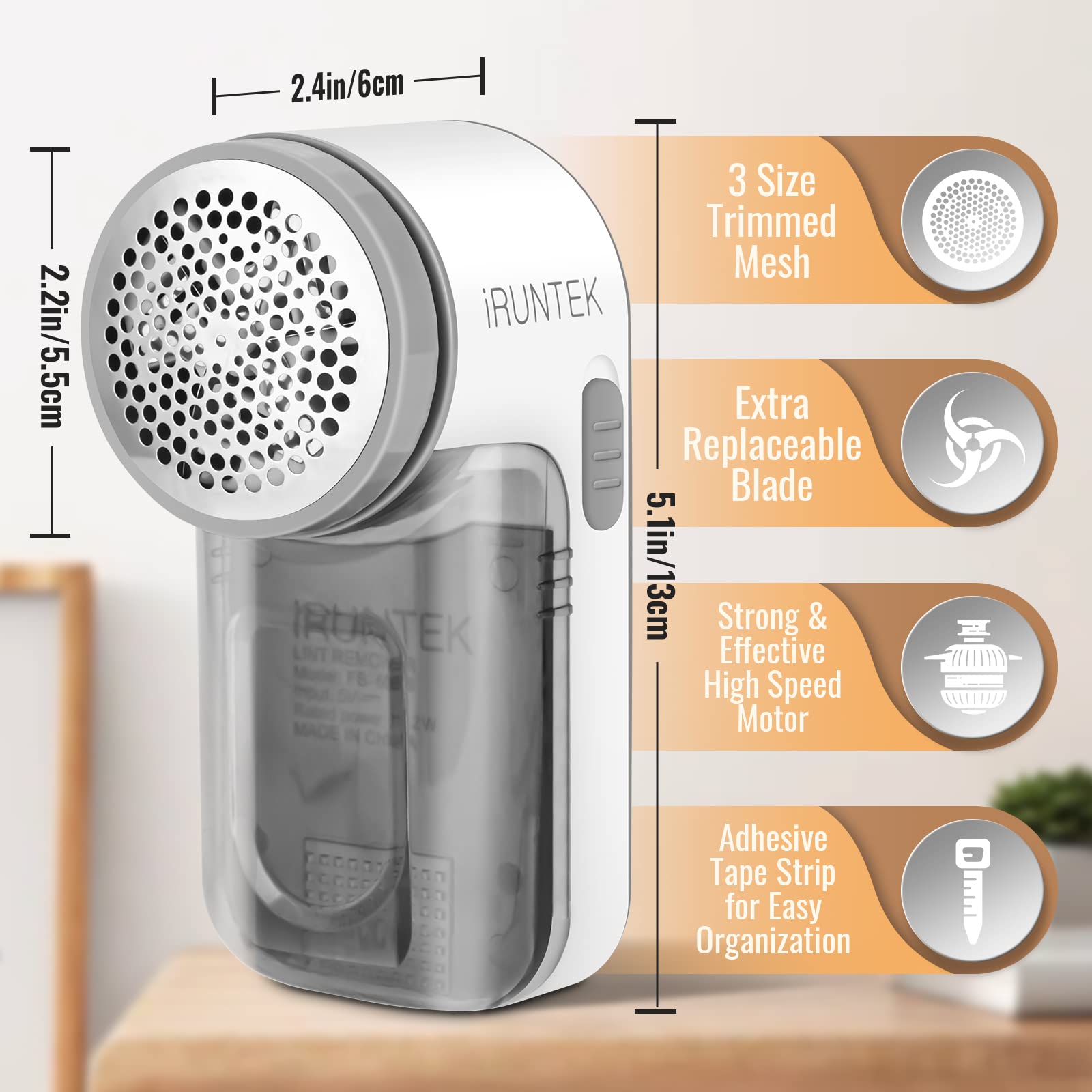 iRUNTEK Fabric Lint Remover Wired Use, Plug-in Lint Shaver and Lint Brush 2 in 1, Sweater Defuzzer Remove Fuzz, Lint Balls, Pills, Bobbles from Clothes, Furniture, Carpet, Couch