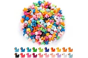 GALAOMA 200PCS Mini Resin Ducks Tiny Garden Micro Landscape Ornament Dollhouse DIY Decor Toys Aquarium Party Prank Christmas Birthday Craft Bulk Little Potted Hide and Seek Game Figurines Potted Charms
