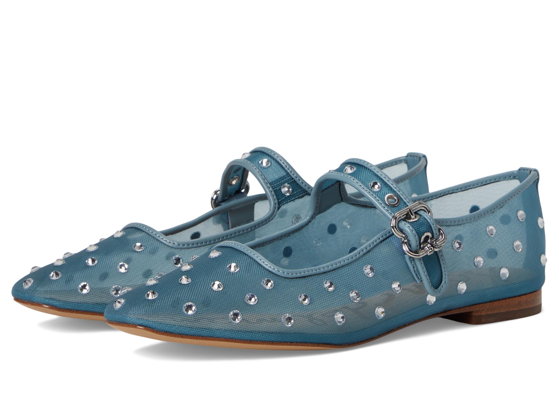 Sam Edelman Women’s Michaela Mary Jane Flat, Coastal Blue Glitz Mesh, 10.5