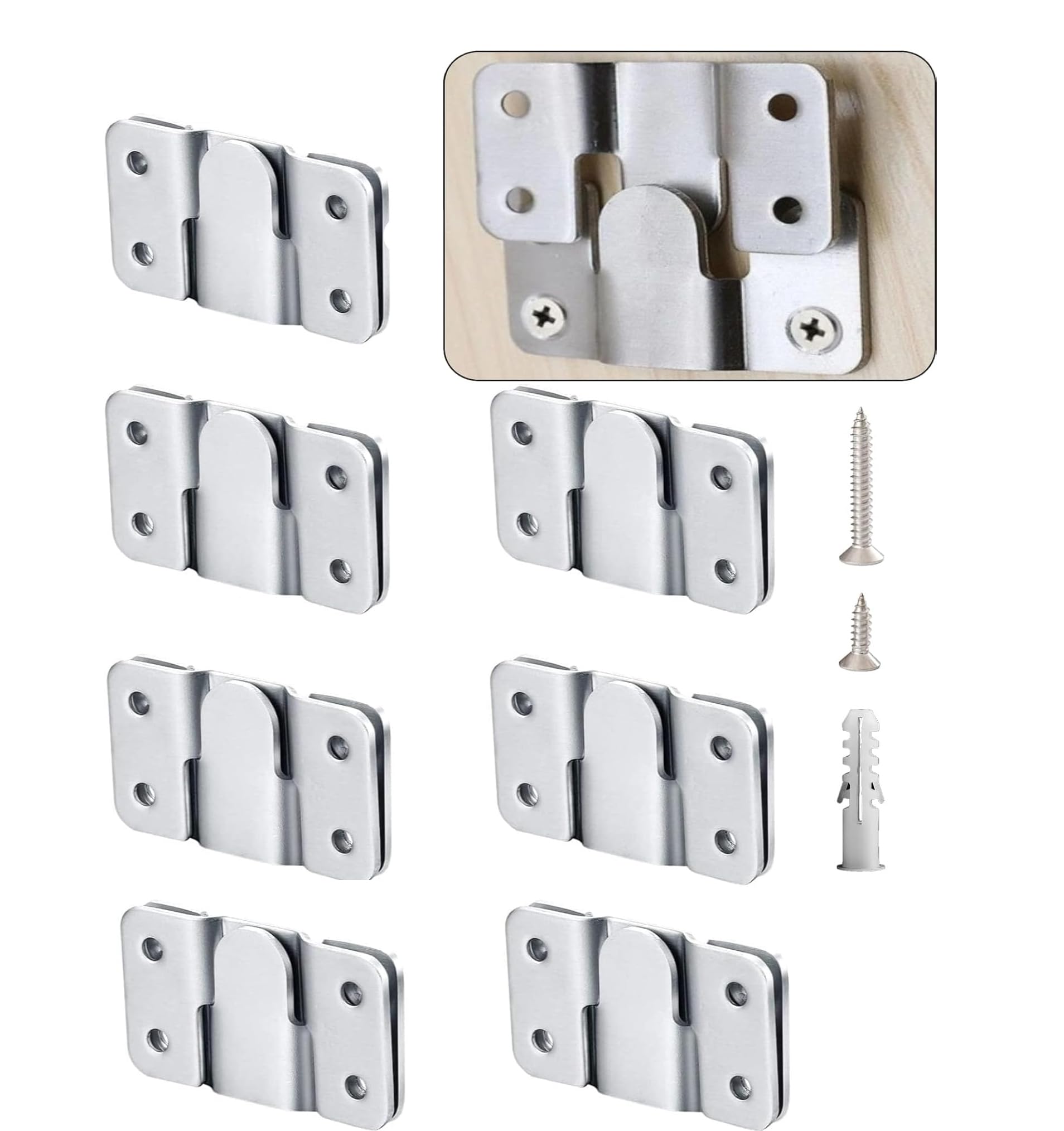 16Pcs Stainless Steel Interlock Hanging Buckle,Flush Concealed Mount Brackets Stainless Steel Z Clip Bracket Interlock Hanging Buckle Mountain Buckle for Picture Display Art Gallery