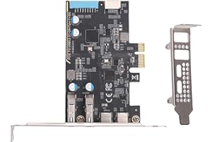 ASHATA PCIe to USB 3.2 Gen 1 Card, 10Gbps PCI Expree to USB C Expansion Card with Type E 19Pin Type C A Ports, Low Profile Br