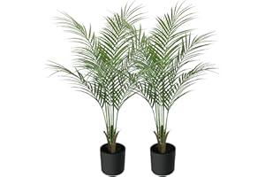 MELLI WELLI Artificial Palm Plant 3FT Fake Palm Tree with 9 Trunks Perfect 36inch Faux Tropical Palm Plants in Pot for Indoor Outdoor House Home Office Garden Modern Decor Housewarming Gift (2 Pack)