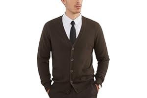 KALLSPIN Men's Wool Blend Cardigan Sweater V Neck Button Down Long Sleeve Knitwear Classic Smart Casual