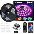 NOVOSTELLA 20ft RGB Smart LED Strip Lights Kit, Music Sync APP RGB Color Changing Flexible Dimmable 180 Units SMD 5050 LEDs Tape with 24 Key Remote, LED Ribbon for Home Lighting Kitchen Bar, 24V