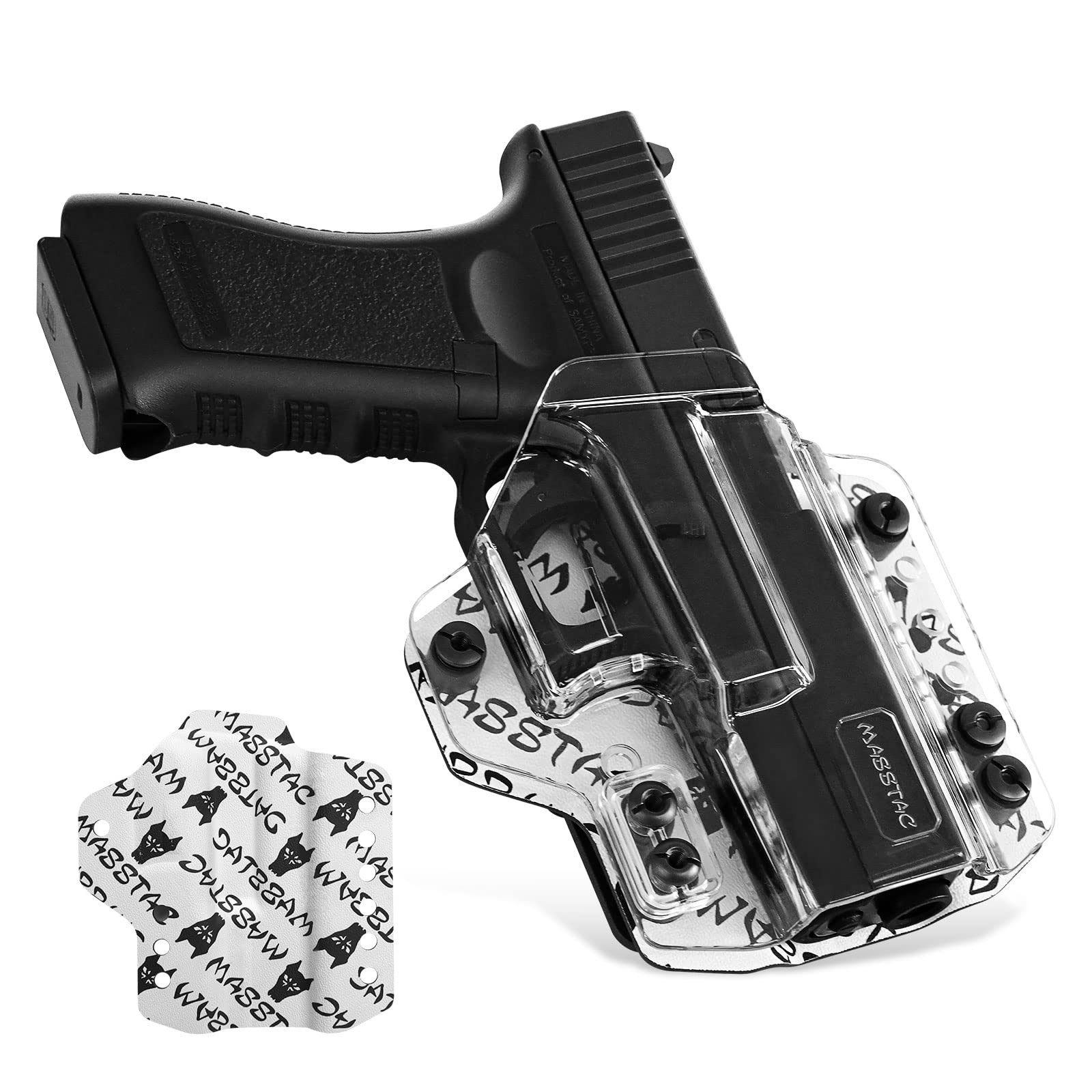 IWB/OWB Convertible Holster for Glock 19 Glock 17, Clear & Kydex Holster Fit: G17/G19/G22/G23/G31/G32/G45