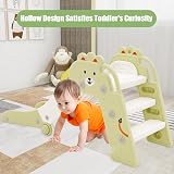 YULEYU Kids Foldable Toddler Slide Indoor Outdoor Play Equipment White Green view 7
