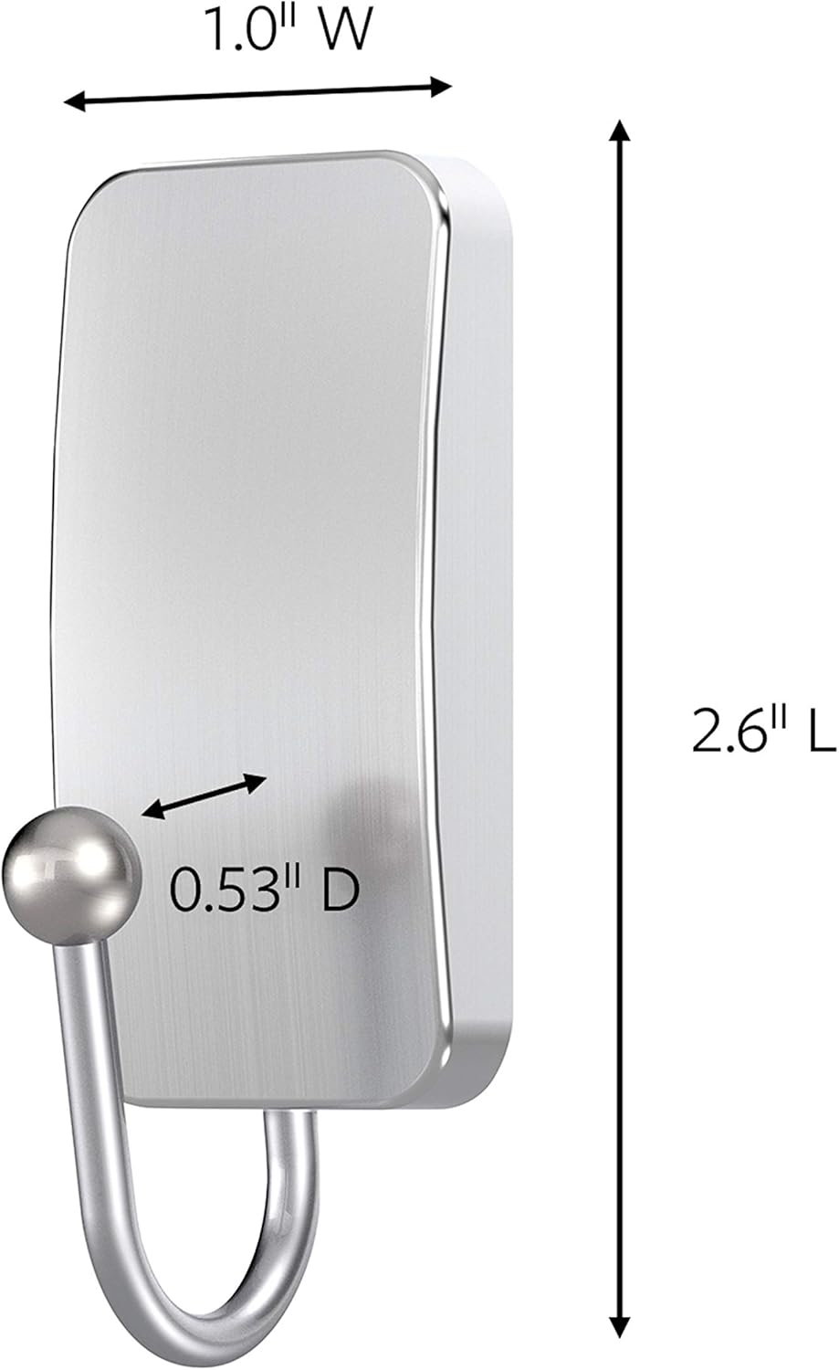 Command Bath Hook, Small, Satin Nickel, 1-Hook, 2-Small Water-Resistant Strips (BATH33-SN-ES), Organize your dorm: Home Improvement
