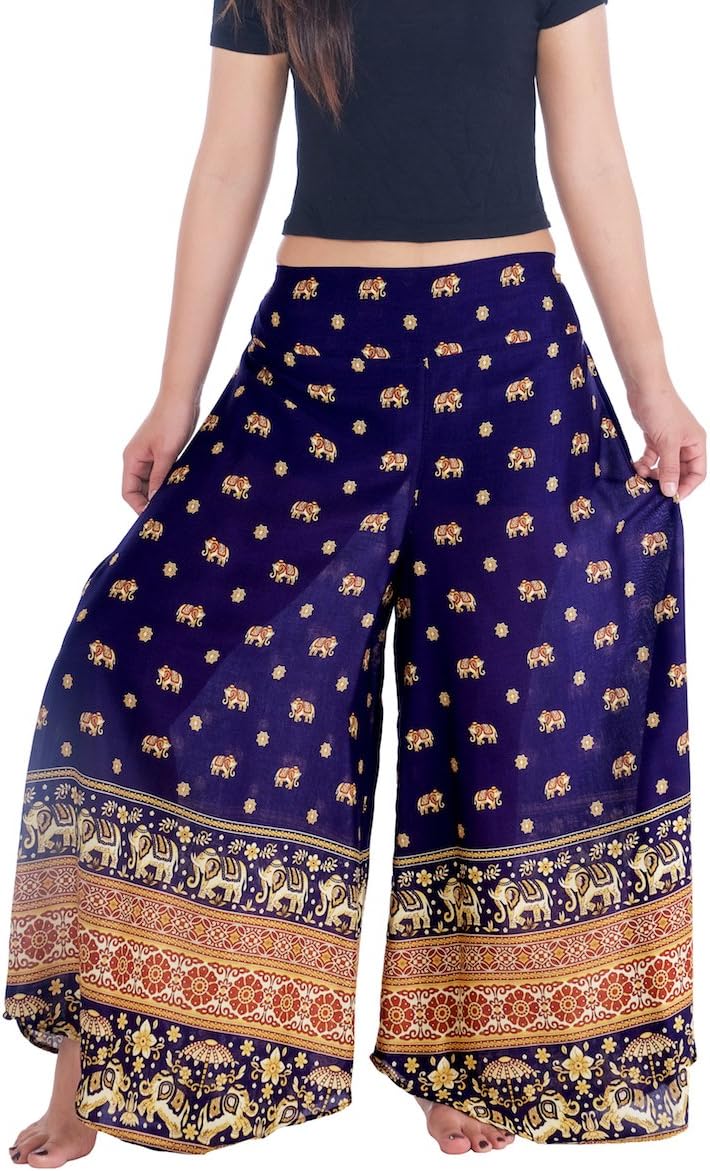 Lannaclothesdesign Womens 37 Inches Length Lounge Palazzo Pants Wide Legs S M L XL Sizes