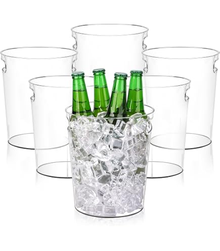 Lot de 6 seaux à glace jetables en plastique transparent pour