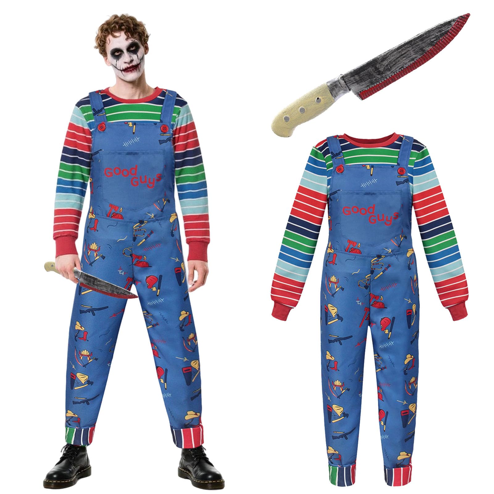 Maryparty Chucky Costume Adults Chucky Fancy Dress for Halloween Party (Style-2, XL)