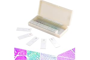 MAXLAPTER 50Pcs Microscope Slides with Specimens and Kids Adults, Prepared Microscope Slides Set for Biological Science Education and Kids Student Homeschool Use