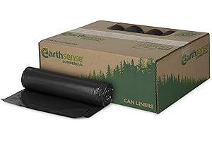 YIKKI Earthsense Can Liners, 56 Gallons, 1.25 Milliliters, 43 x 48, Black, 100/Carton (RNW4750)