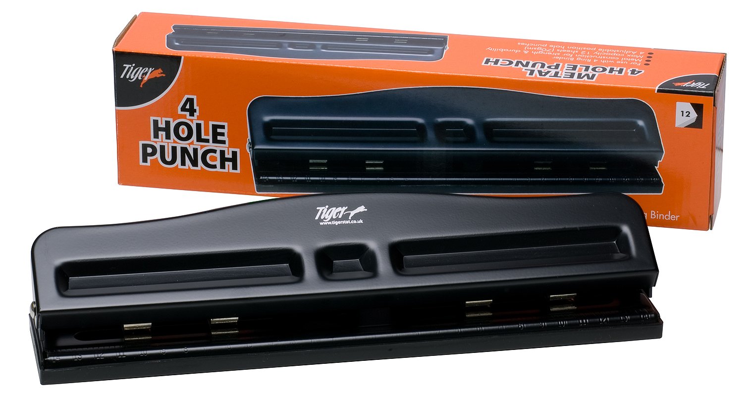 Tiger 4 hole punch for use with 4 ring binders (single)