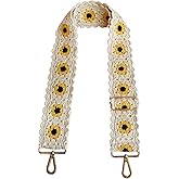 Crochet Floral Purse Straps Replacement Crossbody for Bag Shoulder Strap Women Adjustable Wide Handbag Straps (ivory)