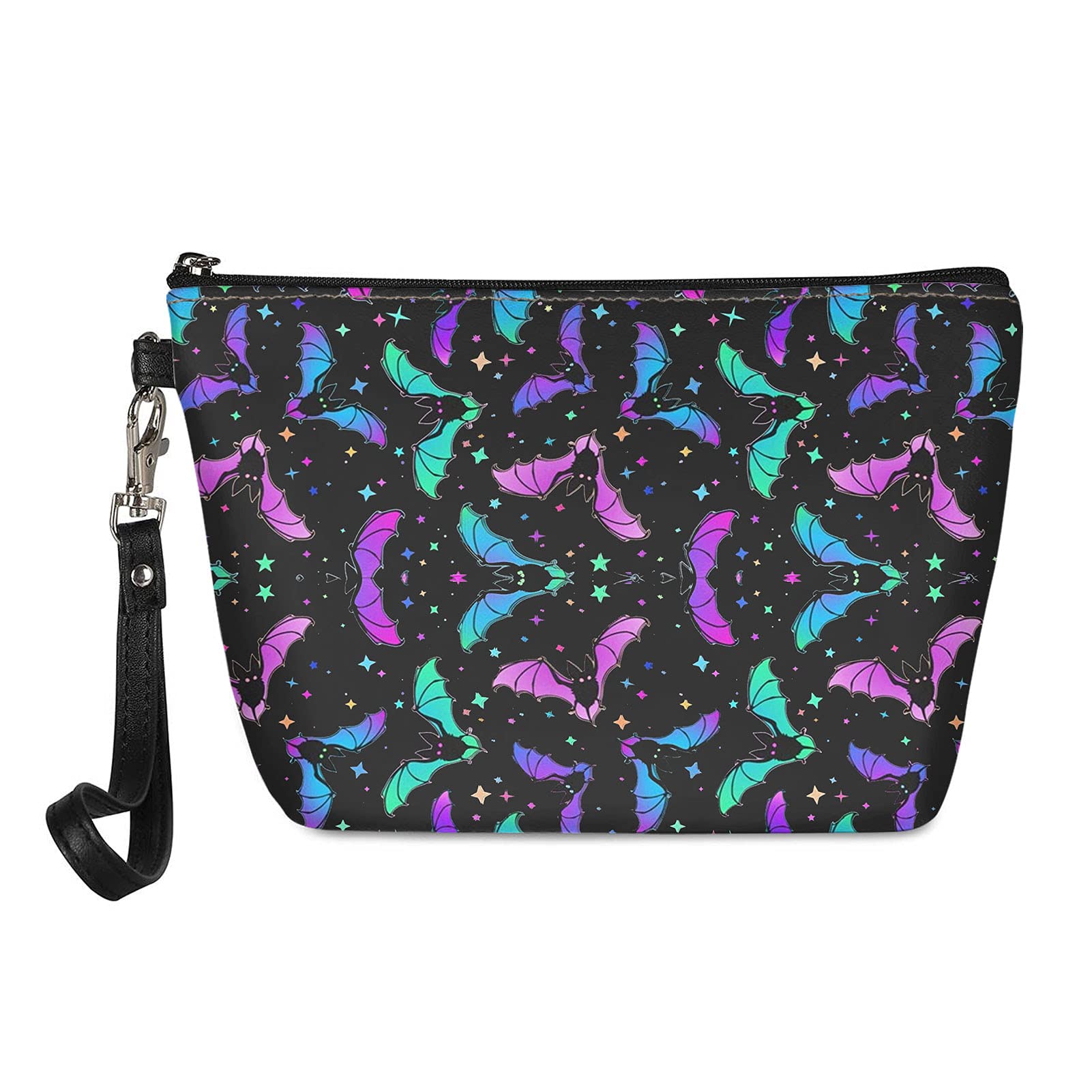 Showudesigns Cosmetic Makeup Bag Bat Galaxy Print Travel Case Makeup Case Travel Cosmetic Bag Purple Pouch Organizer Bag for Women Girls