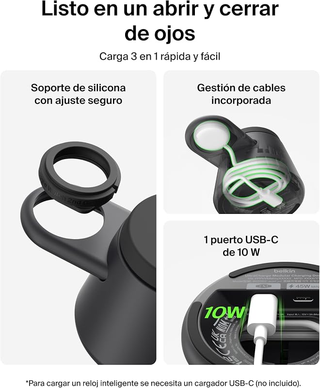 UltraCharge Pro 3 em 1 Qi2 25W Carregador Sem Fios Magnético Preto