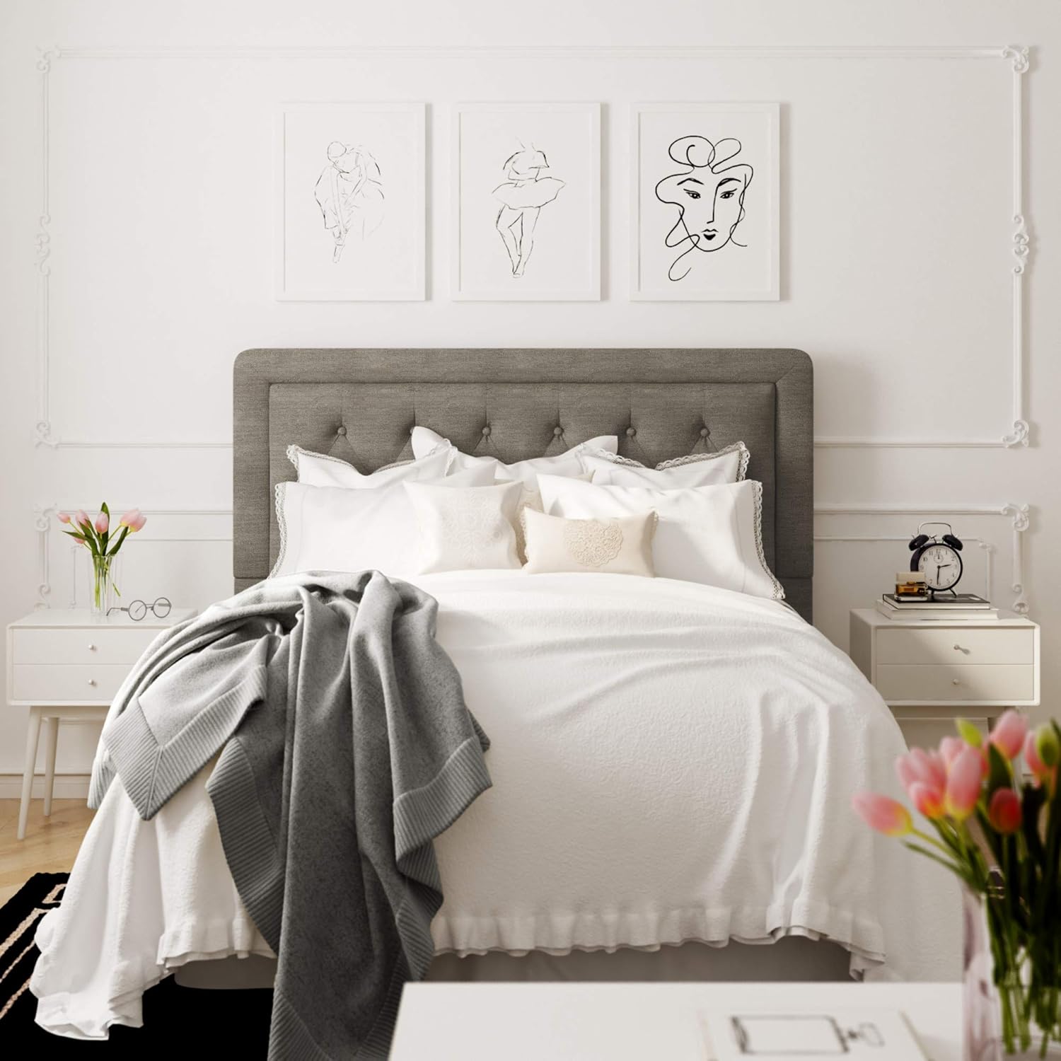 Best Upholstered Taupe King Headboard