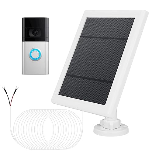 Solar Charger for Ring Doorbell, 5W 12V Solar Panel Pefect for Ring Video Doorbell 3/3+/4, Battery Video Doorbell 3 Plus, IP65 16.4ft Waterproof Charging Cable, 360°Adjustable Mount