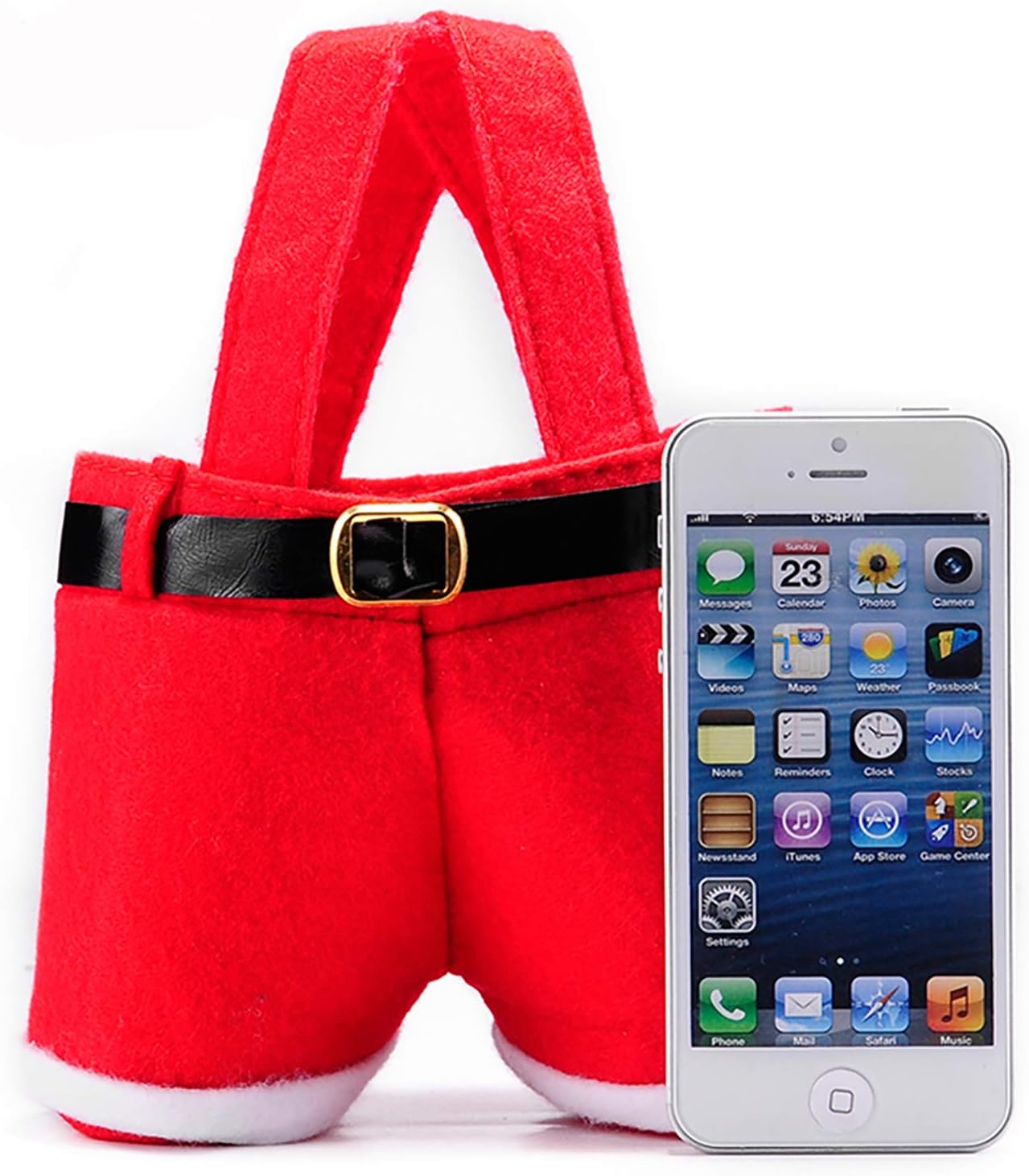 MSQ 6PCS Santa Pants Xmas Candy Treats Bags Holders with Handle Santa Pants Style Lovely Treat Bags for Home Decorations and Ornaments - Image 4