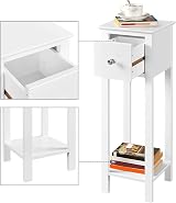 Yaheetech Wooden Slim Bedside Table Narrow Nightstand with Drawer White view 6
