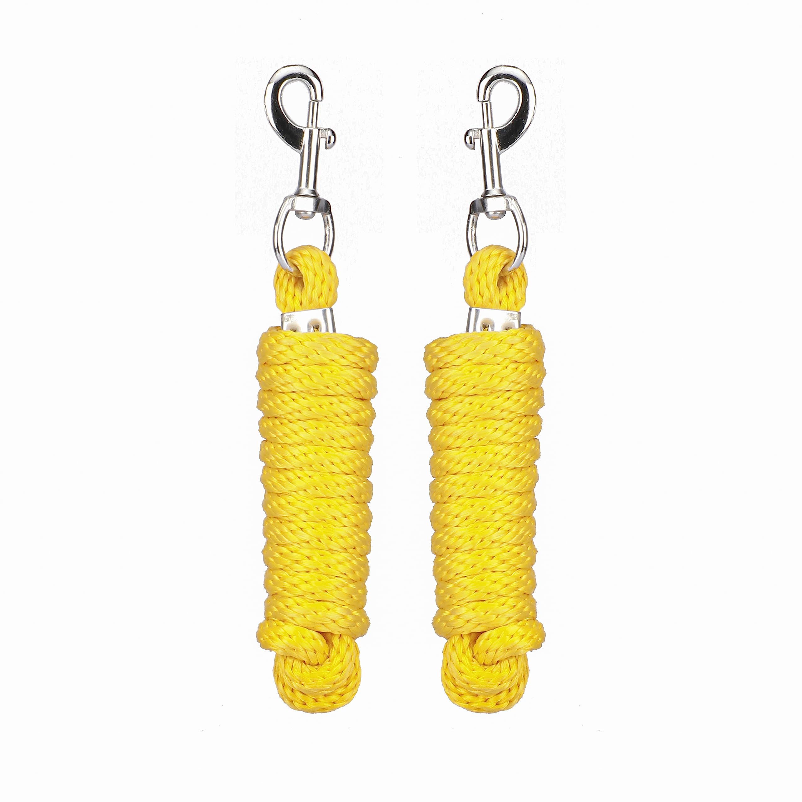 SIE Pack of 2 Solid Poly Lead Rope for Horse and Livestock 8 ft (Yellow)